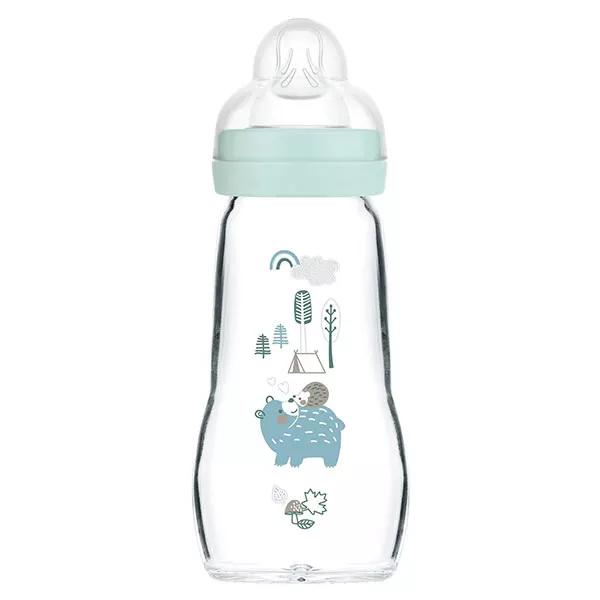 MAM Biberón Primera Edad 260ml Tetina Azul de Flujo 2