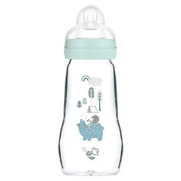 MAM 1st Age Blue Glass Baby Bottle 260ml 