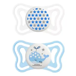 Chicco Physio Forma Light Ciuccio Silicone Fosforescinte +2m Balina Stella Rosa Lotto di 2 + Scatola di Sterilizzazione 