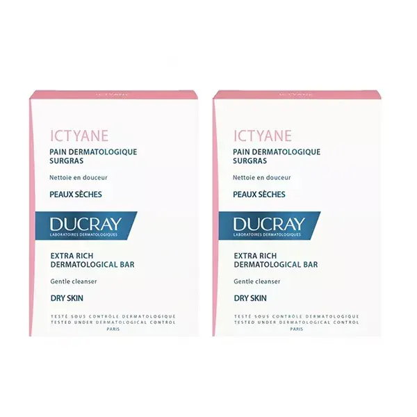 Ducray Ictyane Extra Rich Dermatological Bar for Dry Skin Pack of 2 x 100g