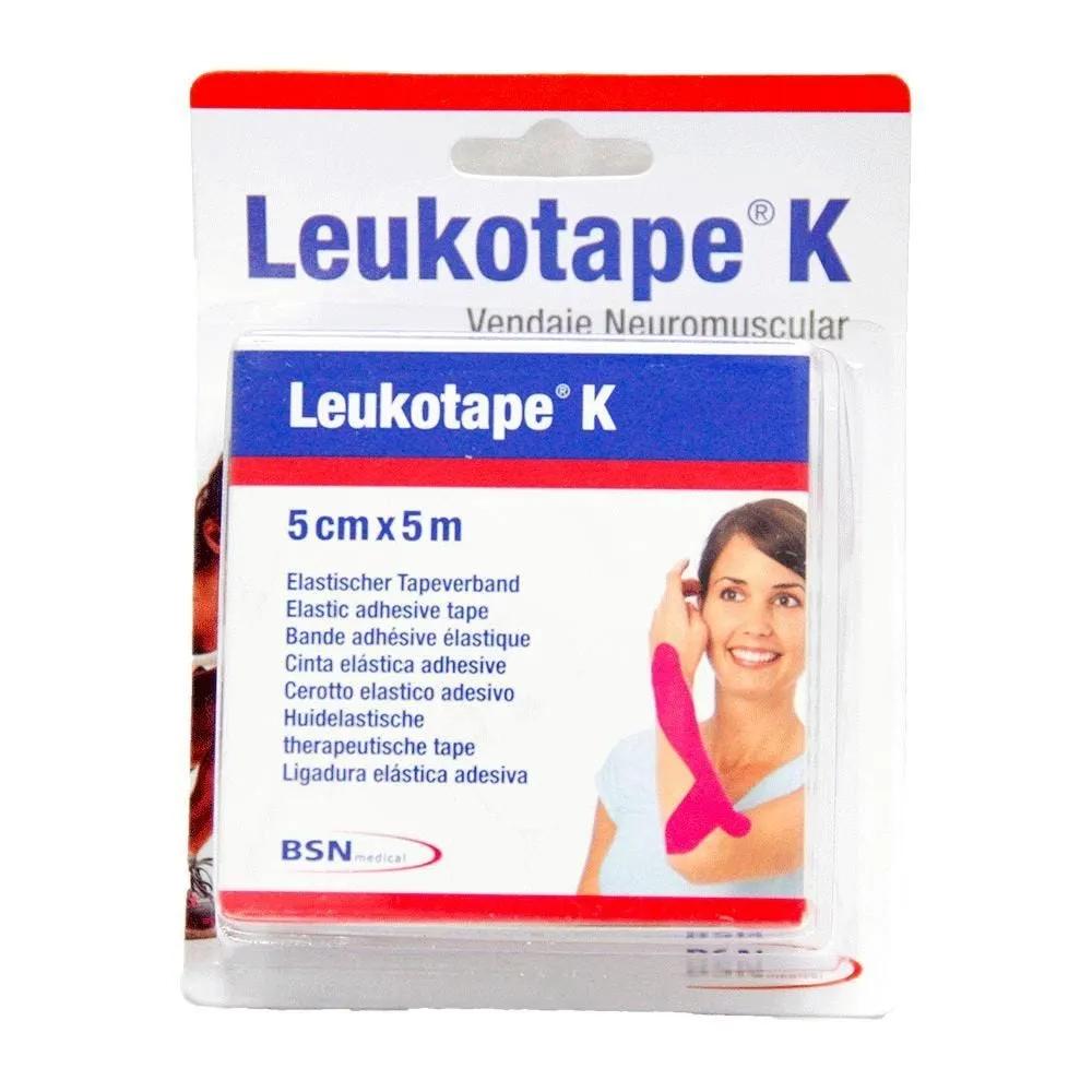 Leukotape K Benda Elastica Adesiva Taping 5x500 cm Misura Media Rosa