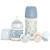 Suavinex Wonderland Set: Slow Flow Baby Bottle + Medium Flow Baby Bottle + 2 Pacifiers (0-6m) + Pacifier Clip (Blue)