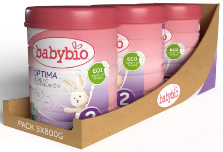 Babybio Optima 2 Leite de vaca para continuação 3x800 g