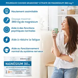 GRANIONS - Citrate de Magnesium + Vitamine B6 - Goût Neutre -Format 3 mois-210g