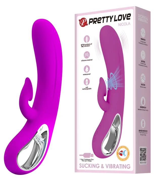 Vibromasseur Rabbit Pretty Love Nicola avec succion clitoridienne 12 fonctions