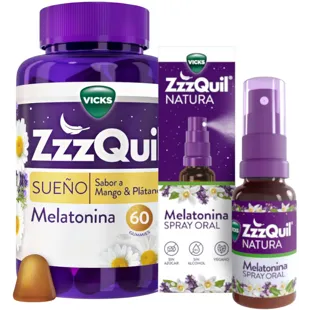 ZzzQuil Sleep Melatonin Mango and Banana 60 Gummies + 30 ml Spray 