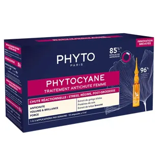 Phyto PhytoCyane Traitement AntiChute Femme Chute Réactionnelle 12 ampoules