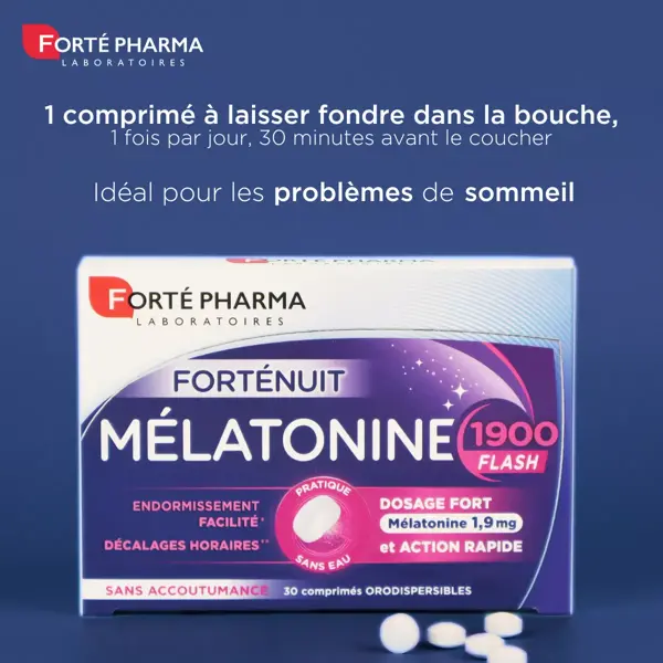 Forté Pharma Mélatonine 1900 Flash 30 comprimés orodispersibles Lot de 3