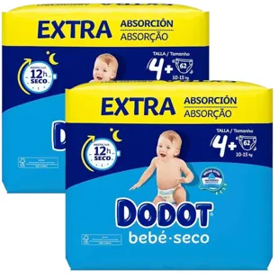 Dodot Extra Dry Baby Diapers T4+ (10-15 Kg) 2x62 units