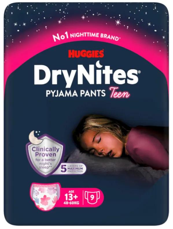 DryNites Pyjama Pants Teen Girl Size +13 Years (48-60 Kg) 9 pcs