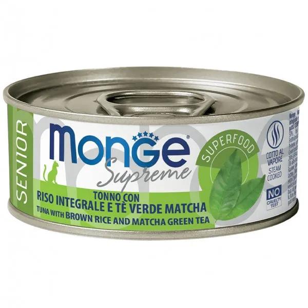 Monge Supreme Tonno Con Riso Integrale E Tè Verde Matcha Gatti Senior 80 G