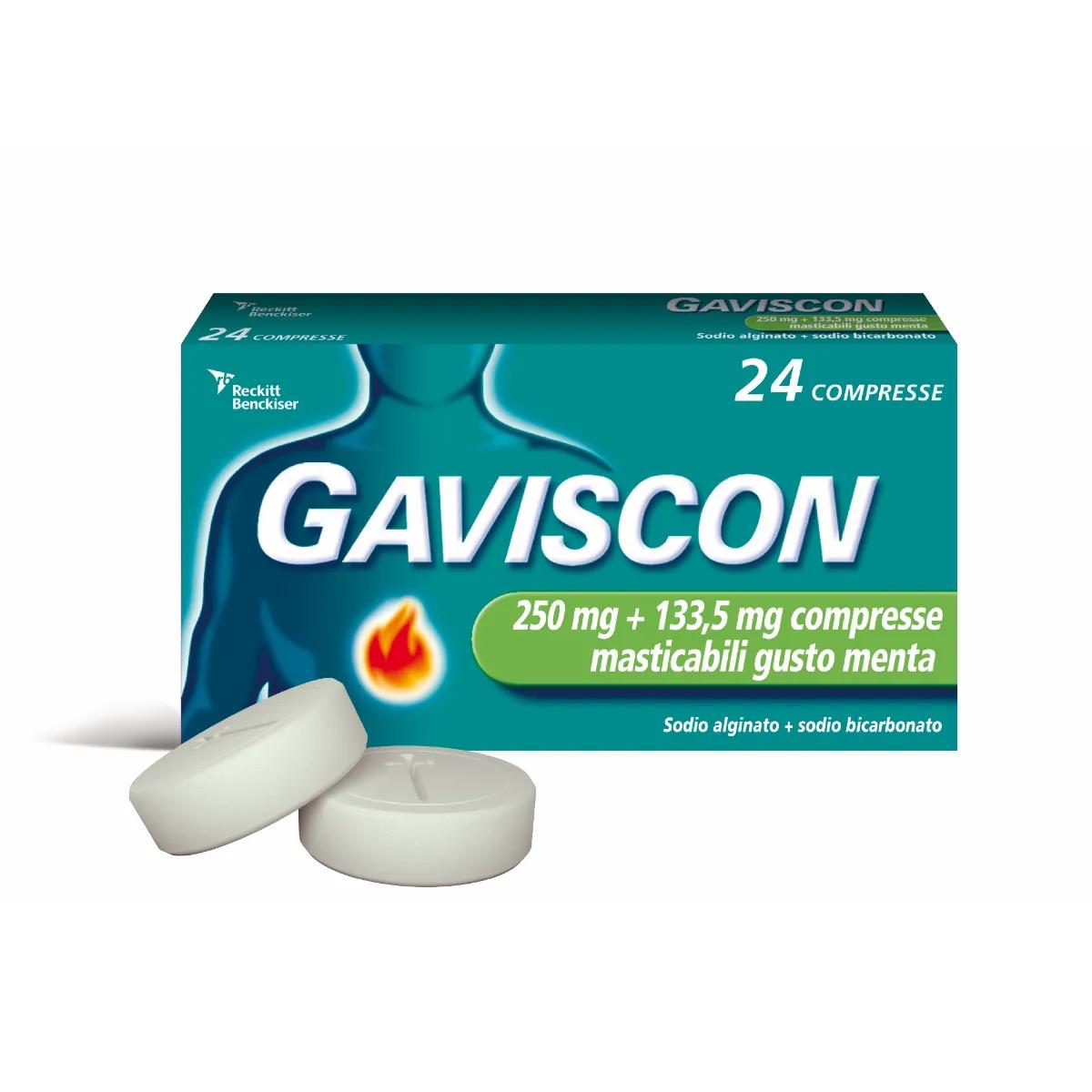 Gaviscon Compresse Masticabili Aroma Menta 250 mg + 133,5 mg 24 Compresse