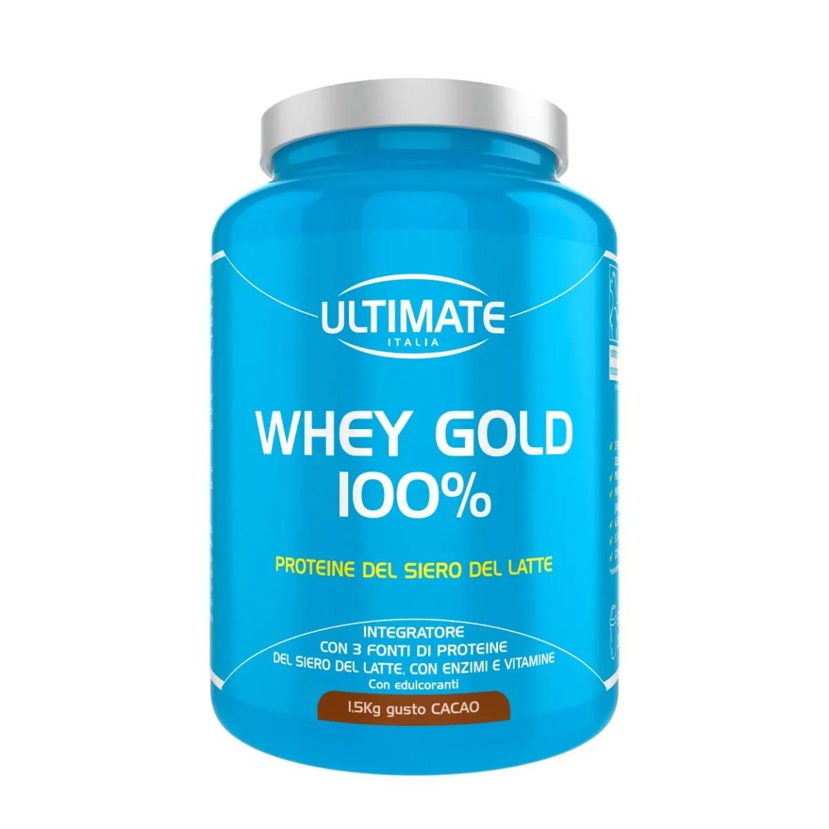 Ultimate Italia Whey Gold 100% Proteine del Siero del Latte Gusto Cacao 1,5 kg