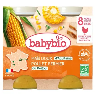 Babybio Menu du Jour Pots Maïs Dolce Pollo dai 8 mesi 2 x 200g