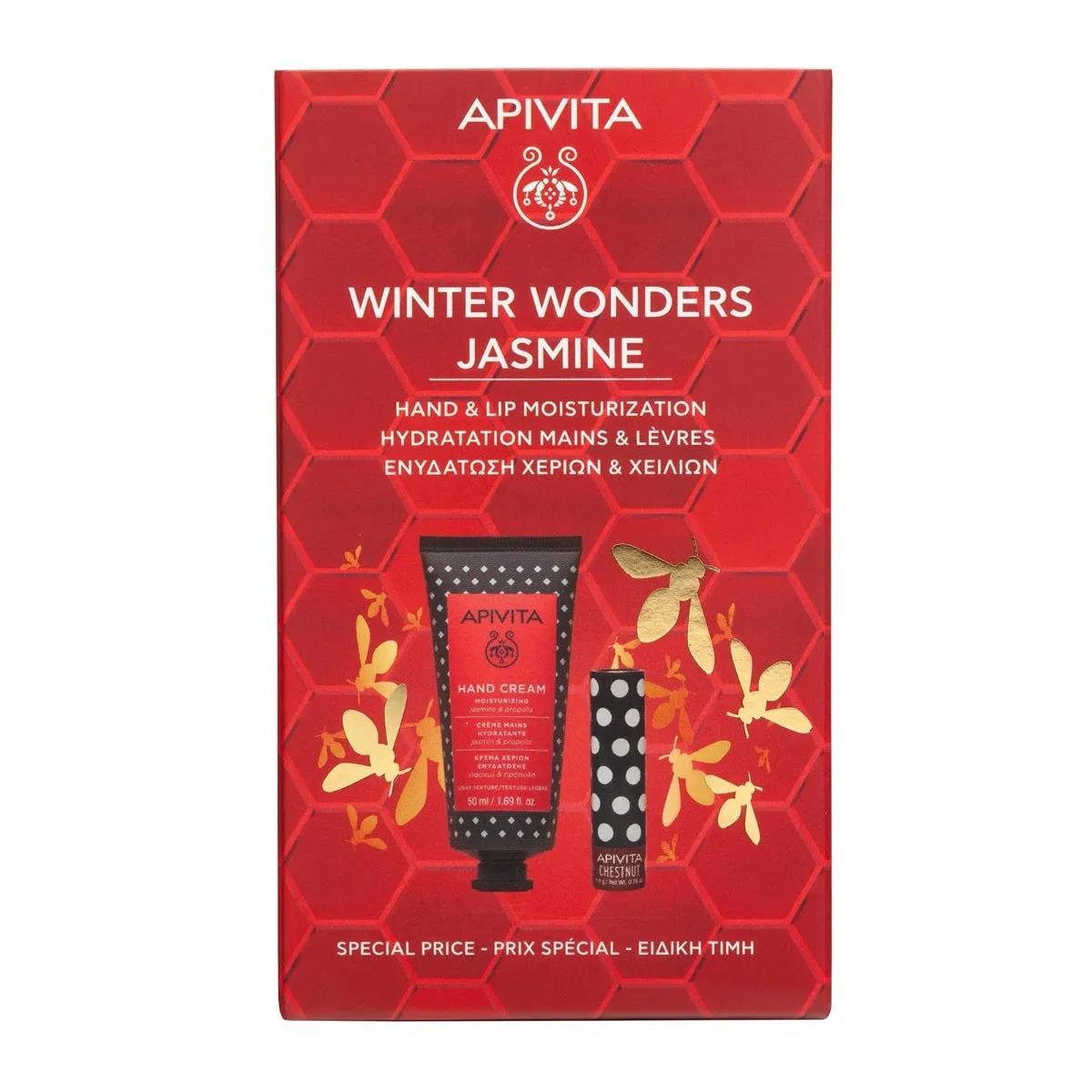 Apivita Promo Winter Wonders Jasmine Crema Mani Idratante + Lip Care Labbra con Castagno in Regalo