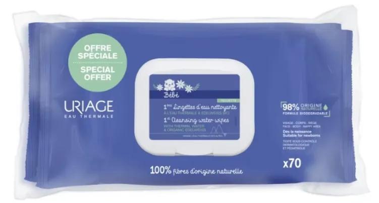Uriage Bébé Lingettes Nettoyantes 2x70 unités