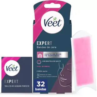 Veet Expert Kaltwachsbänder zur Gesichtshaarentfernung, 32 Einheiten