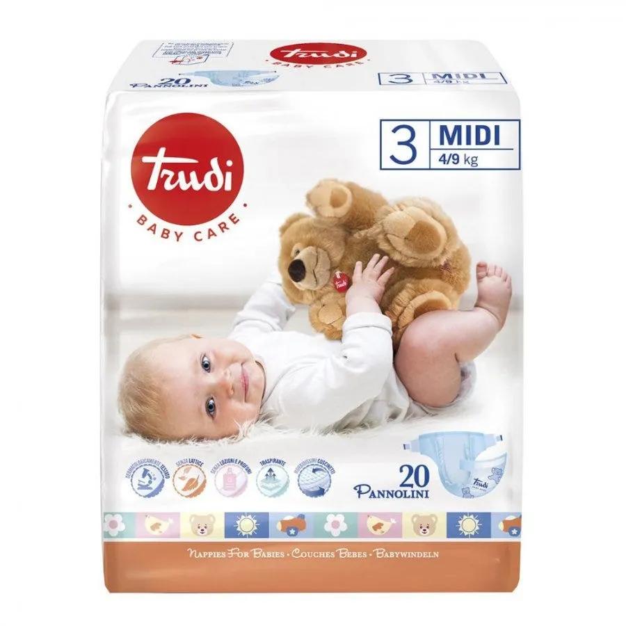 Trudi Baby Care Pannolini Assorbenti Antirritazioni Midi 4-9 Kg 20 Pannolini