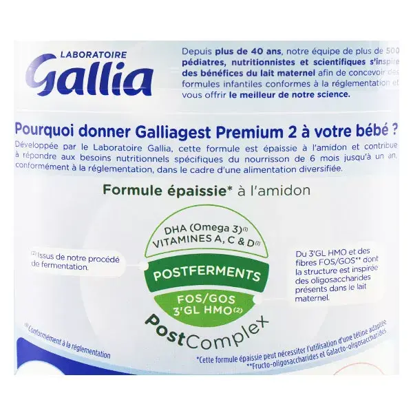 Gallia Galligest Premium Lait 2ème Âge 820g