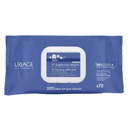 Uriage Bébé 1ère Lingettes Eau Nettoyante Visage Corps Lot de 3 x 70 unités