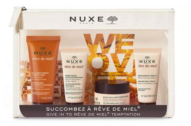 Nuxe Rêve de Miel Gel Nettoyant 30 ml + Baume Visage 15 ml + Huile-Baume Corps 30 ml + Crème Mains 15 ml