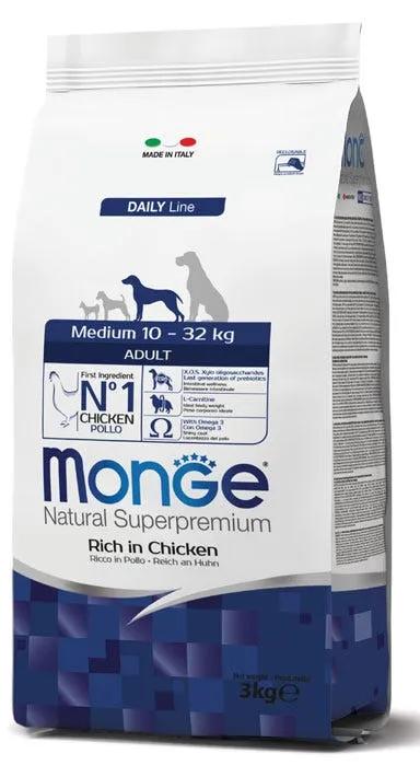 Monge Medium Adult Ricco Di Pollo Cibo Secco Per Cani Adulti Taglia Media 3Kg