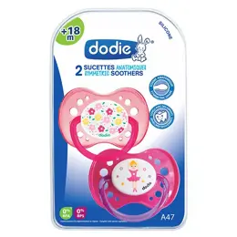 Dodie Sucette Anatomique +18m Rose Fleurs et Danseuse Lot de 2