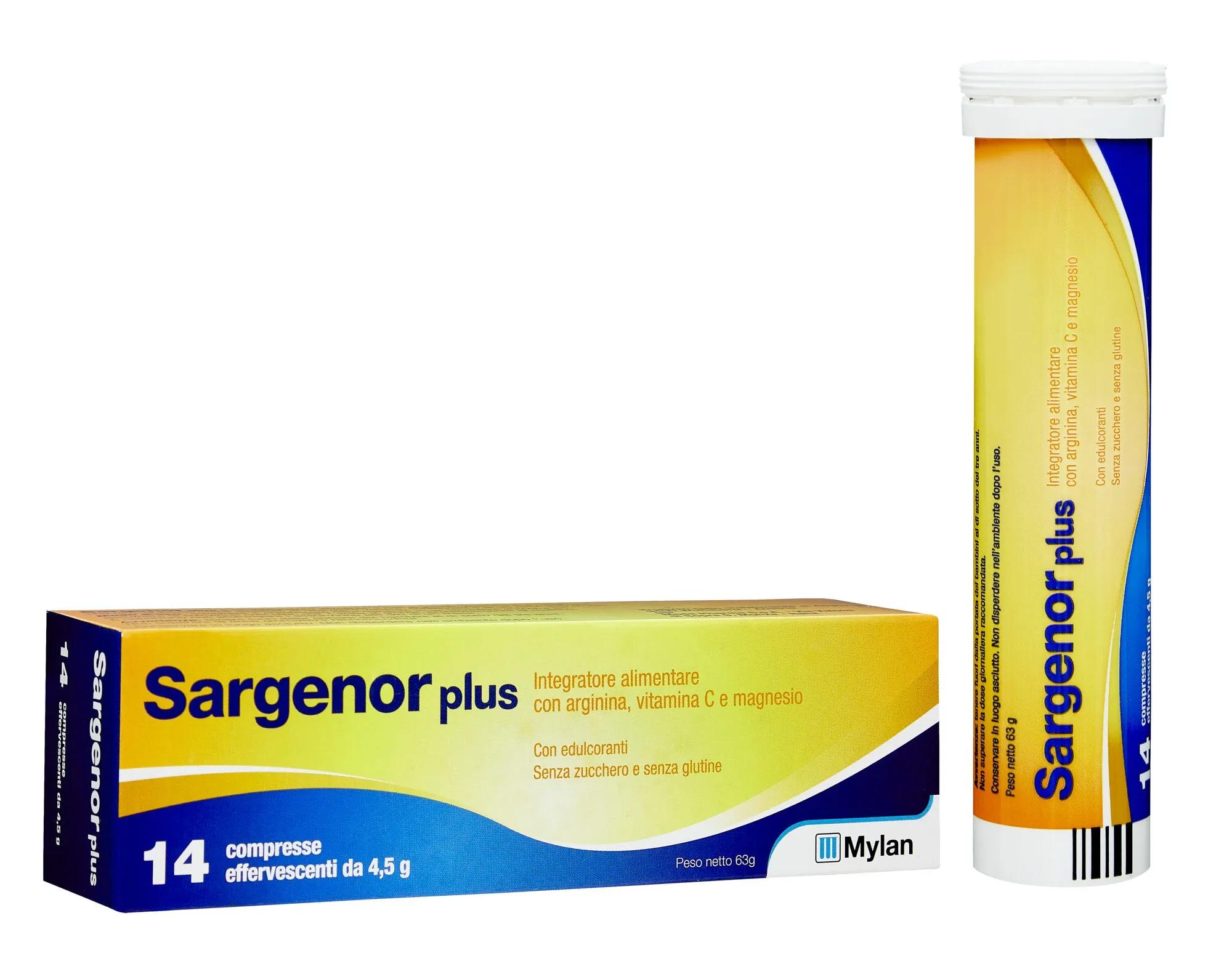 Sargenor Plus Integratore Arginina e Vitamina C 14 Compresse Effervescenti