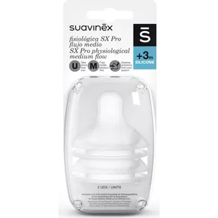 Suavinex Fysiologische Speen Flow M Siliconen + 3m 2 Stuks