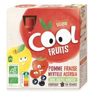 Vitabio Cool Fruits Pomme, Fraise et Myrtilles 4x90 gr