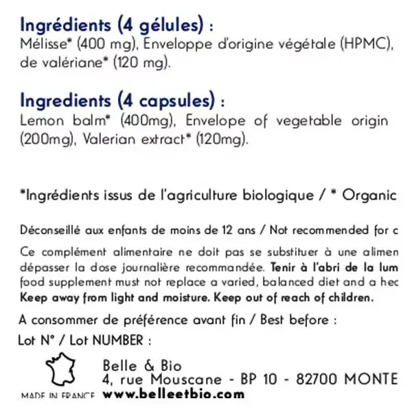 Belle & Bio Organic Sleep 120 capsules
