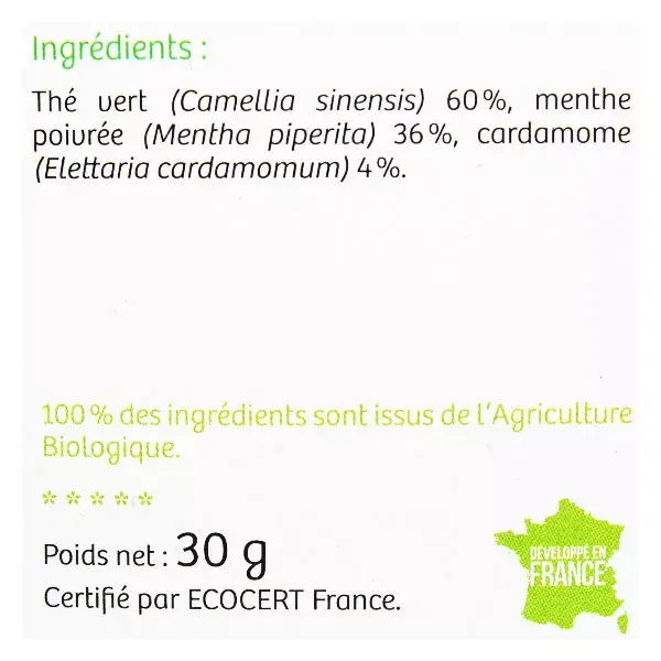 Nutrisanté Infusion Bio green tea Mint 20 bags