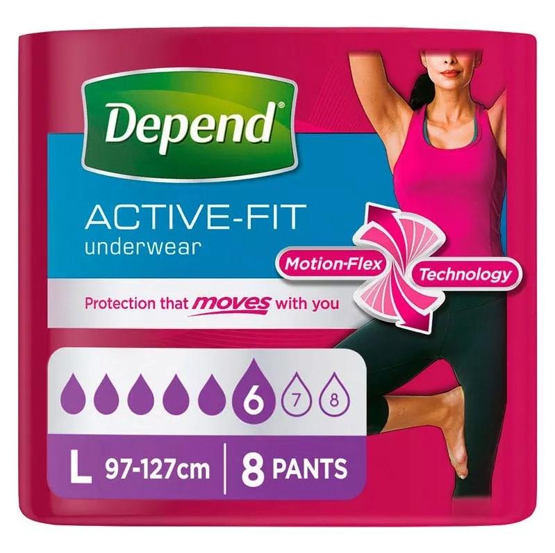 Depend Pañal Adulto Active Fit Super L Mujer 8 Uds