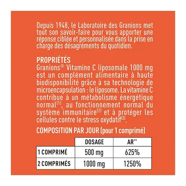 Granions Vitamine C Liposomale 1000mg 60 comprimés