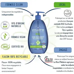 Poupina Soins Bébé L'Eau Nettoyante Anti-Irritation Bio 485ml