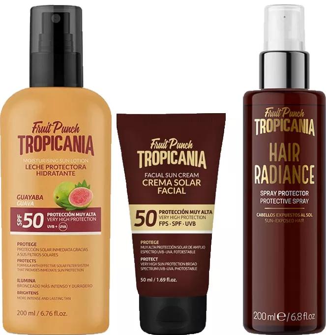 Tropicania Leite Solar Goiaba SPF50+ 200 ml + Protetor Solar Facial SPF50 50 ml + Hair Radiance 200 ml