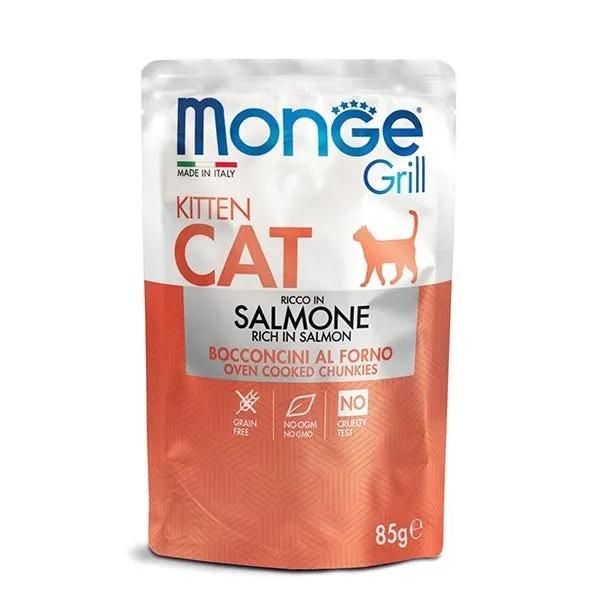 Monge Grill Kitten Ricco In Salmone Cibo Umido Per Gatti Cuccioli 85G