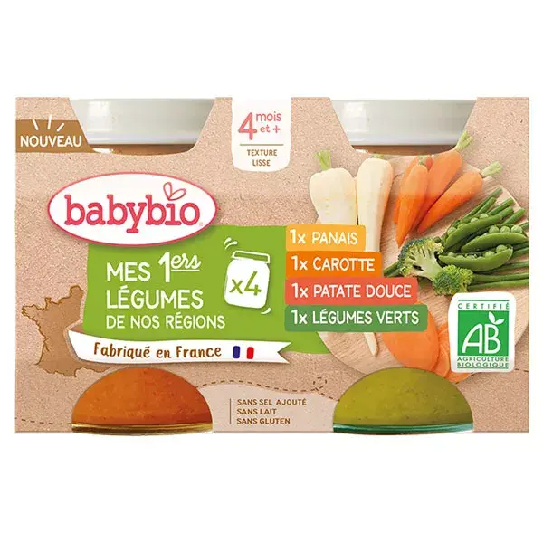 Babybio Mes 1ers Légumes de Nos Régions Bio 4 x 130g
