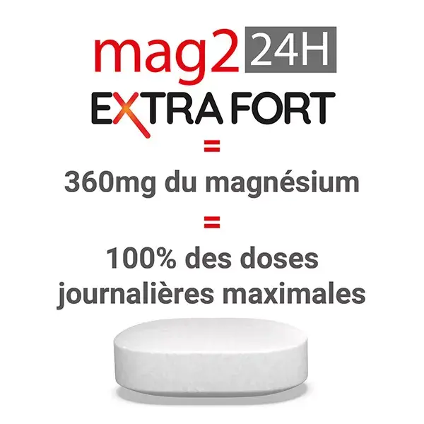 MAG 2 24H Extra Fort Magnésium Vitamine B6 Fatigue Nervosité 45 comprimés