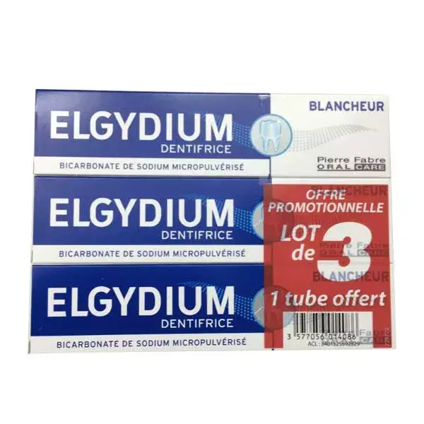Dentífrico ELGYDIUM cepillo blanco conjunto de 3 x 75ml