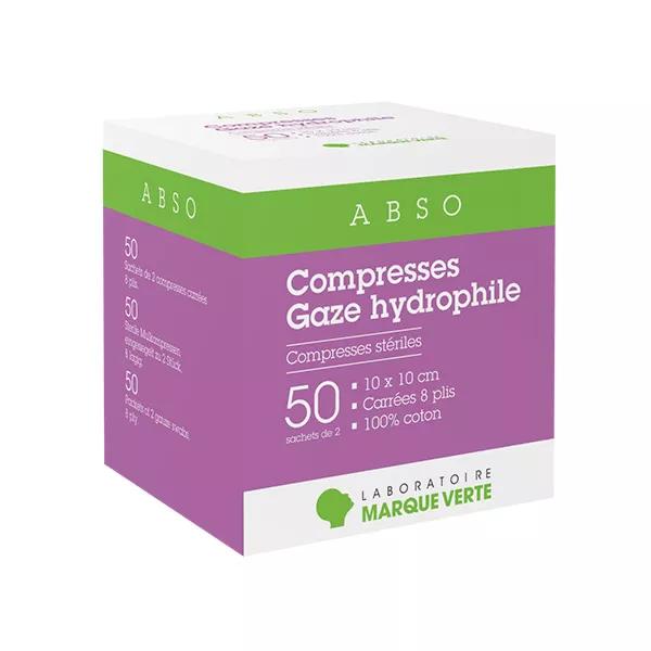 Marque Verte Compresas Estériles Gasa Hidrófila 10cm x 10cm 50 sobres de 2 compresas 