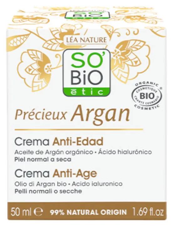 SOBIO Crème de Jour Anti-Âge Acide Hyaluronique &amp; Argan Bio 50 ml