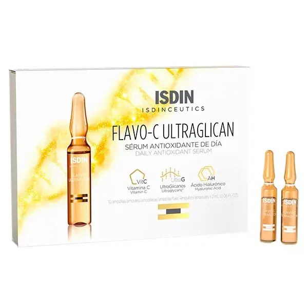 ISDIN Isdinceutics Flavo-C Ultraglican Sérum Visage Antioxydant à la Vitamine C 30 x 2ml