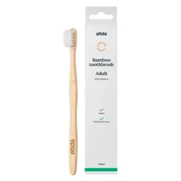 Atida Bucco-Dentaire Brosse à Dent Bambou Adulte Medium Blanc lot de 2