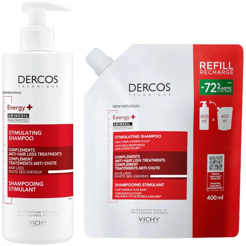 Vichy Dercos Energy+ Shampooing Stimulant 400 ml + Recharge 500 ml