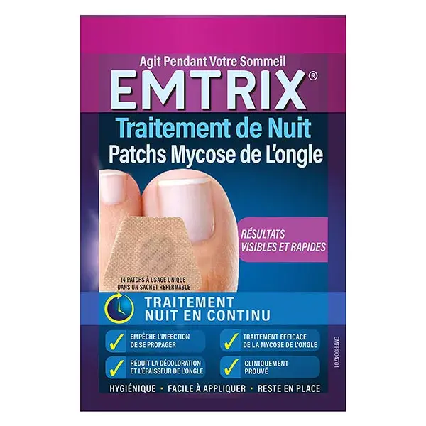 Emtrix® Patch Nuit Traitement Mycose de l'Ongle 14 patchs