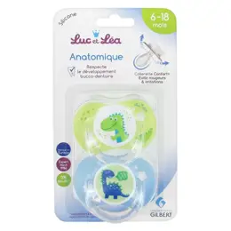 Luc et Léa Sucette Silicone Anatomique Edition Limitée Duo Dino 6-18mois