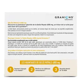 Granions Gelée Royale 4000 mg, Renforcer l'Immunité, Anti Fatigue - 10 Ampoules