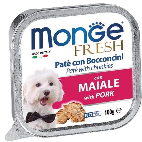 Monge Fresh Patè E Bocconcini Con Maiale Cibo Umido Per Cani Adulti 100G