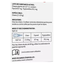 Clement Thekan Anti-Puces Anti-Tiques Chien 2-10kg 4 Pipettes